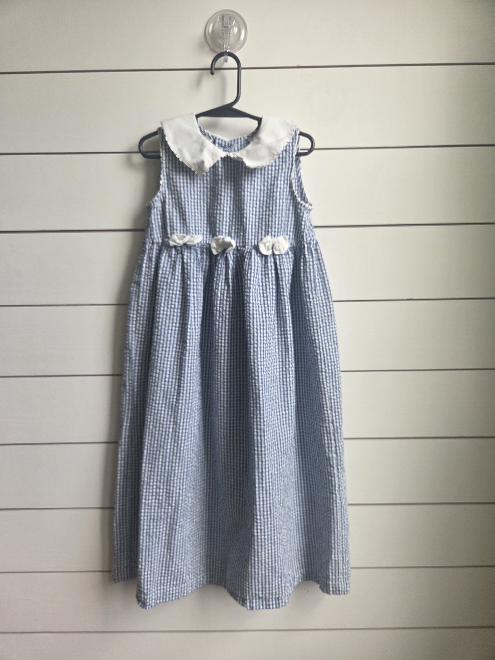 Copper Key Blue Gingham Dress with White Peter Pan Collar